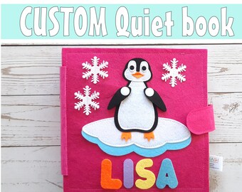 CUSTOM Activity quiet book Penguin - educational book, Sensory busy toy for build fine motor skills First Birthday baby gift Christmas toys