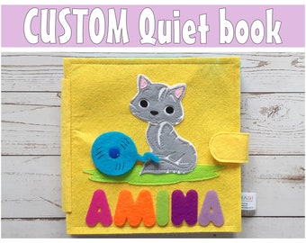 Custom Quiet Book for Toddlers | Counting Activities | Personalized Sensory Toy Kitty Soft toy | Interactive Quiet Play Tactile Exploration