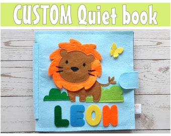 Custom Quiet Book for toddler boy Lion Busy book Cloth book Fabric Toy Montessori activity educational toy Fabric toy First Birthday gift