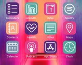 Neon Vibes iOS 14 Aesthetic iPhone App Icons - 50 Pack