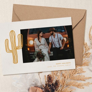 Juno Foto Feiertagskarte, süsse Kaktus Weihnachtskarte, Familien Bild Feiertagskarten Vorlage, druckbares Weihnachtsfoto, Weihnachts DIY Karte