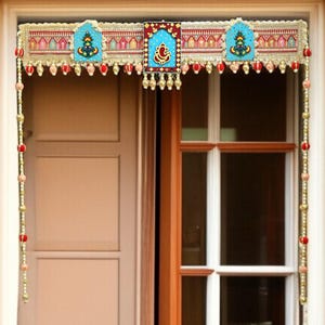 Handmade Indian Door Toran, Traditional Bandhanwar, Festive Entryway Hanging Decor