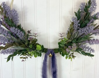 Mothers Day Lavender Wreath,Gift for Mom,Mothers Day Gift,Lavender Hoop Wreath,Modern Summer Lavender Wreath,Mom Gift,Artificial Lavender