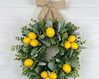Small Lemon Wreath,Cabinet Wreath,Lemon Kitchen Decor,Summer Window Wreath,Modern Lemon Decoration,Lemon Country Cottage Wall Decor