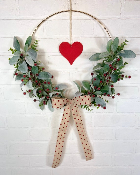 Valentines Heart Wreath,modern Valentines Day Decor, Heart Decor, Valentine  Decoration,valentine Wreath for Front Door, Eucalyptus Wreath, 