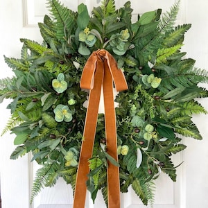 Fall Olive Branch Wreath,Large Olive Front Door Wreath,Everyday Wreath,Modern Farmhouse Eucalyptus Wreath,All Season Lush Fern Door Wreath