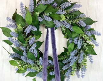 Summer Lavender Door Wreath,Modern Artificial Lavender Wreath,Spring Front Door Decor,Faux Lavender Decor,Mothers day Gift,Fake Lavender