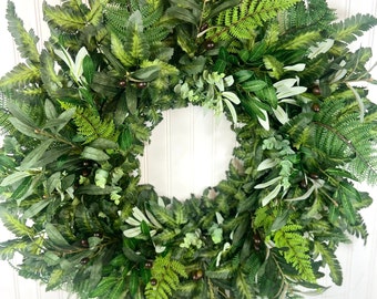 Spring Olive Branch Wreath Large Olive Front Door Wreath,All Season Olive Wreath,Modern Farmhouse Eucalyptus Wreath,Simple Fern Door Wreath