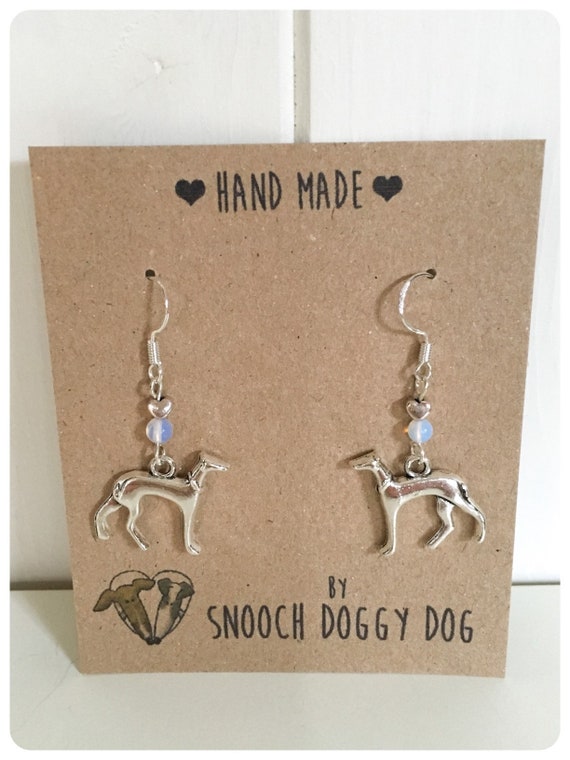 WHIPPET GREYHOUND SIGHTHOUND 925 STERLING SILVER GEMSTONE MOONSTONE EARRINGS 
