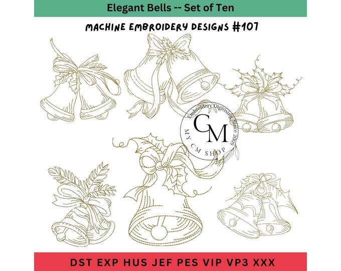 Elegant Bells -- Machine Embroidery Designs -- Set of Ten