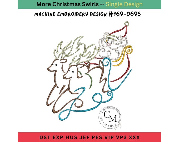 More Christmas Swirls-0695 -- Machine Embroidery Designs -- Single Design - Two Sizes