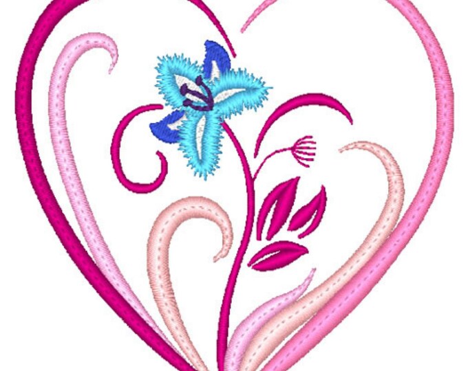 Floral Hearts -- Machine Embroidery Designs -- Set of Ten