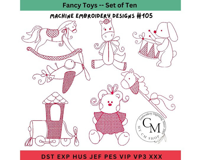 Fancy Nursery Toys Embroidery Designs, Machine Embroidery, Nursery Designs