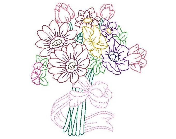 Bouquet di Fiori, Set of 10 machine embroidery designs, Unique Flower Bouquet