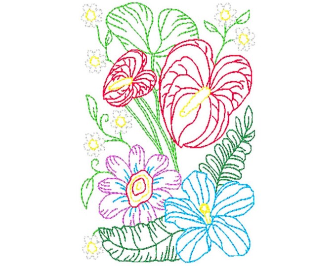 Flower Arrangements, Set of 6 Machine Embroidery Designs