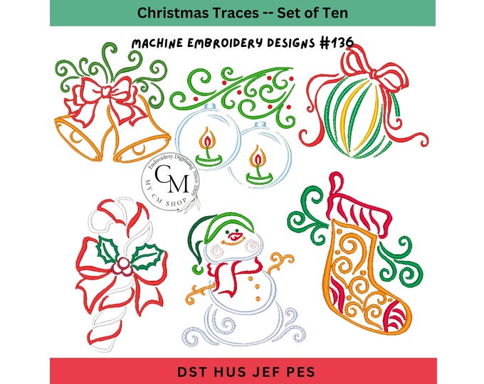 Christmas Traces -- Machine Embroidery Designs -- Set of Ten