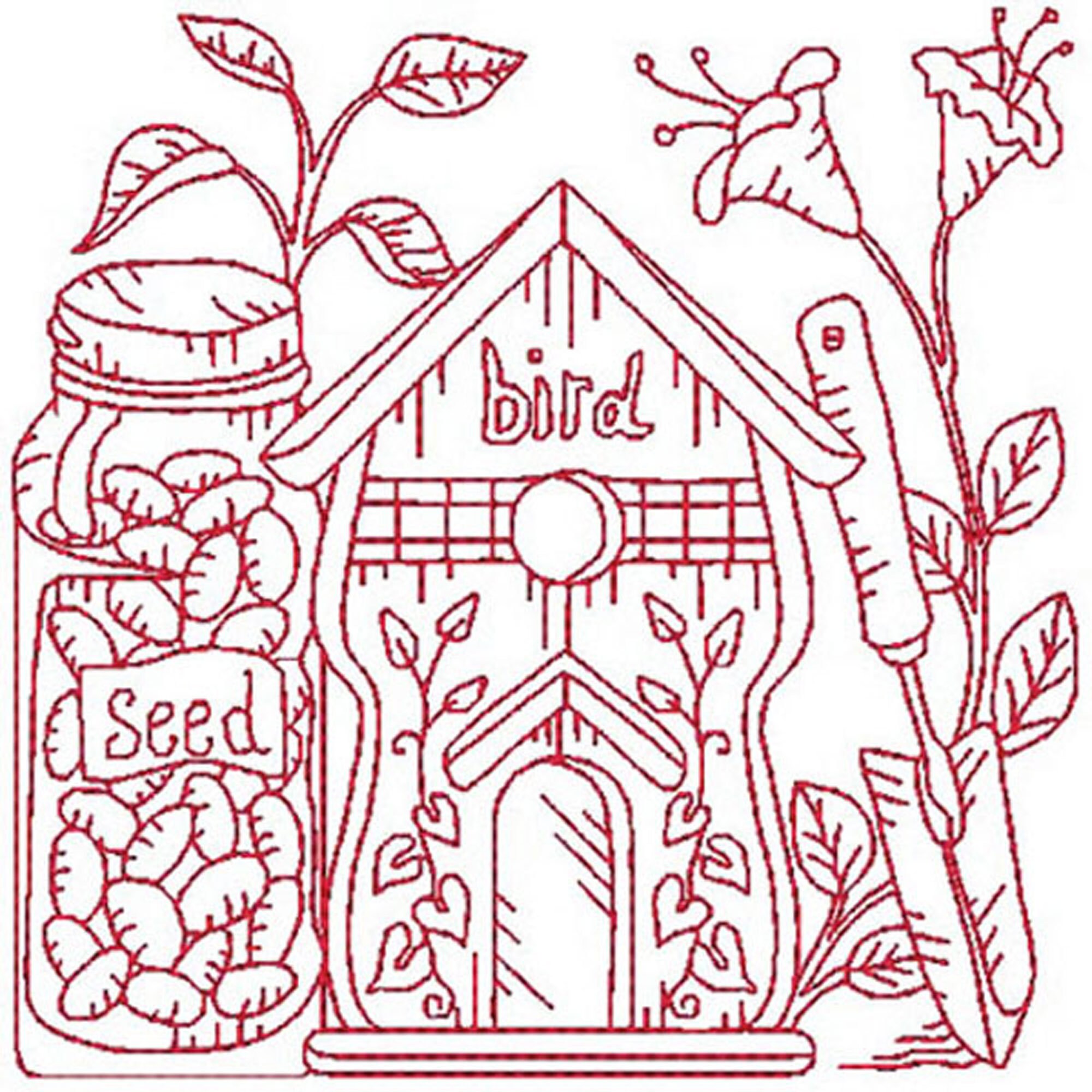 Garden Scenes Embroidery Designs, Redwork Embroidery, Embroidery Machine Files Etsy