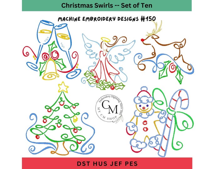 Christmas Swirls -- Machines Embroidery Designs -- Set of Ten