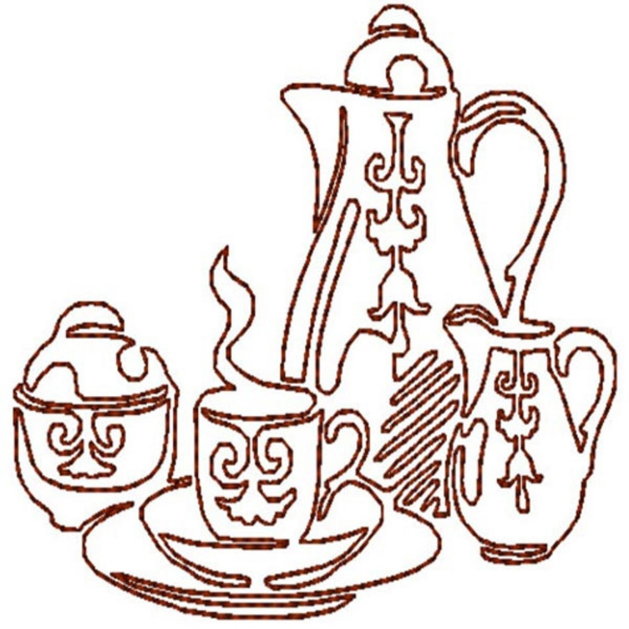 Coffee Linework Embroidery Designs, Machine Embroidery Designs, Coffee ...