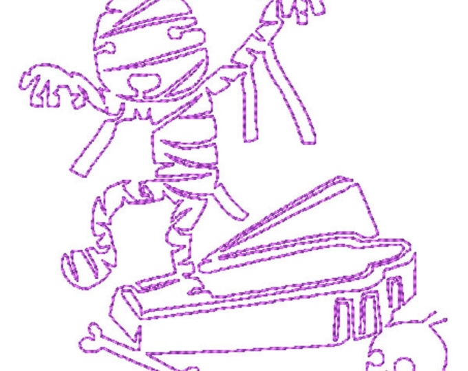 Cute Halloween Embroidery Designs, Scary Halloween, Set of 10 Machine Redwork Halloween