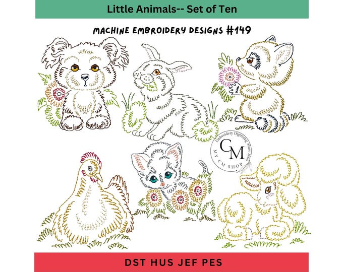 Little Animals -- Machine Embroidery Designs -- Set of Ten
