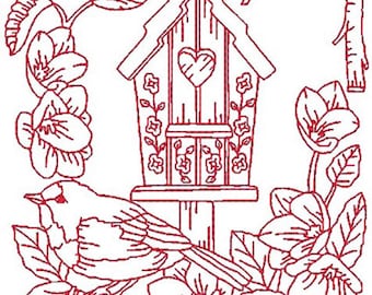 Gorgeous Garden Scenes Embroidery Designs, Redwork Embroidery, Embroidery Machine Files