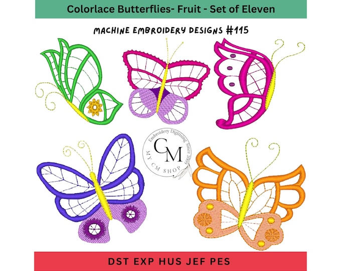 Colorlace Butterflies Embroidery Designs, Set of 11  Machine Embroidery Designs