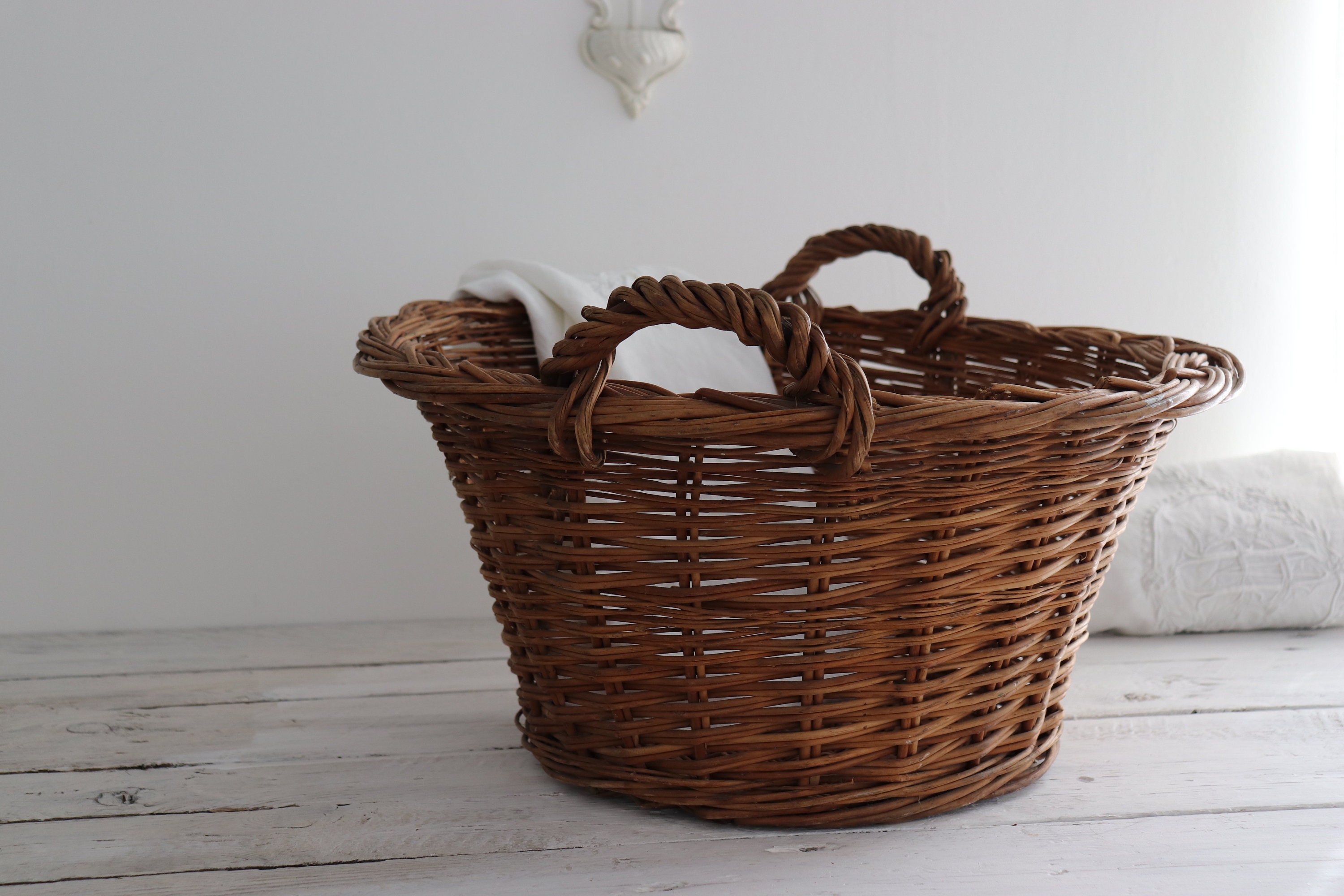 xl Grand Panier en Osier de Campagne Français.