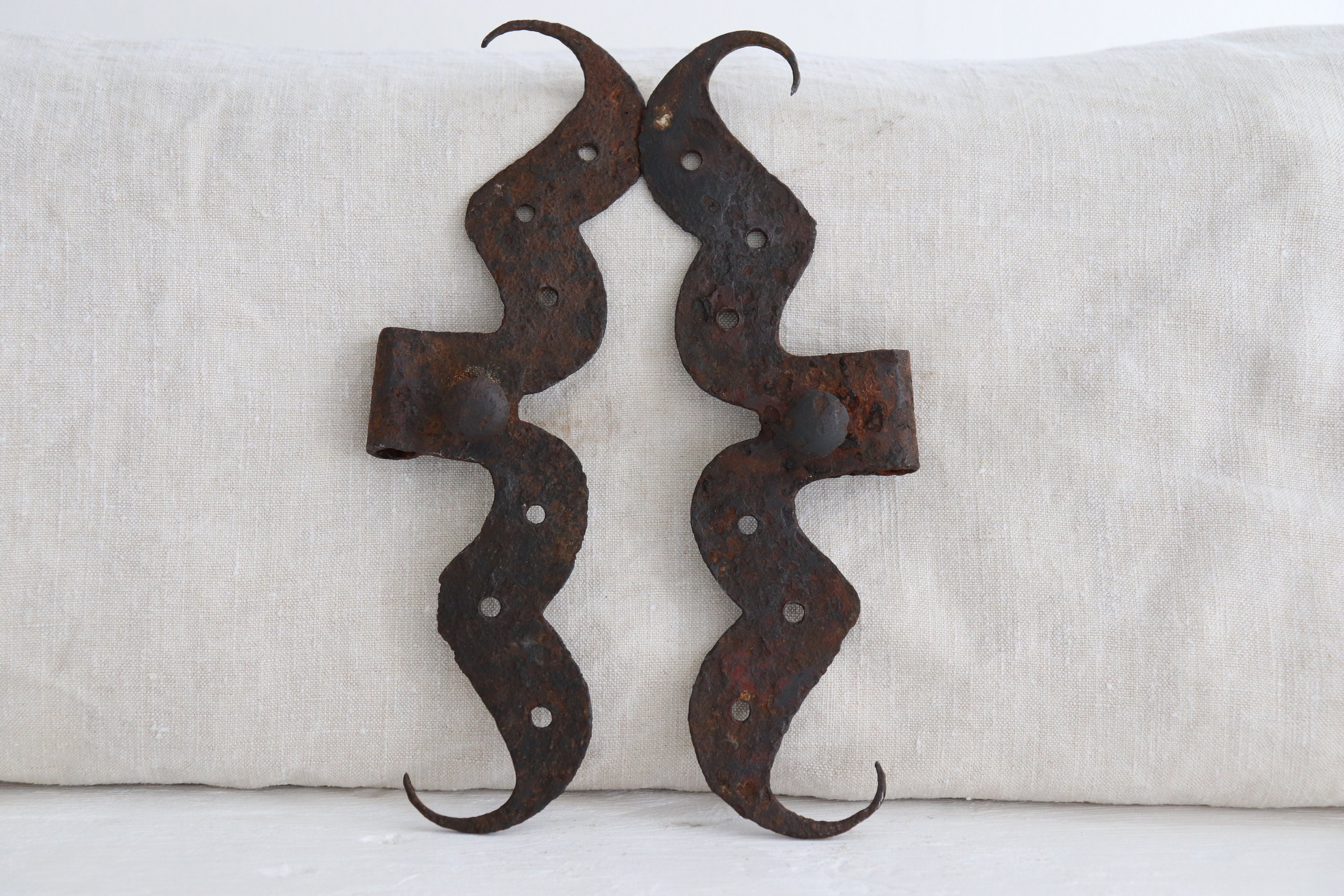 Antique French Wrought Iron Hinges. French Decorative Hinges. Etsy