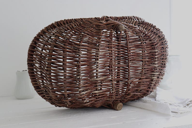 XL Large French Country Rustic Basket. Large Oval Rustic Wicker Basket