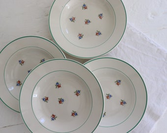 Sarreguemines & Digoin french floral plates. Set of 4 ironstone soup plates.