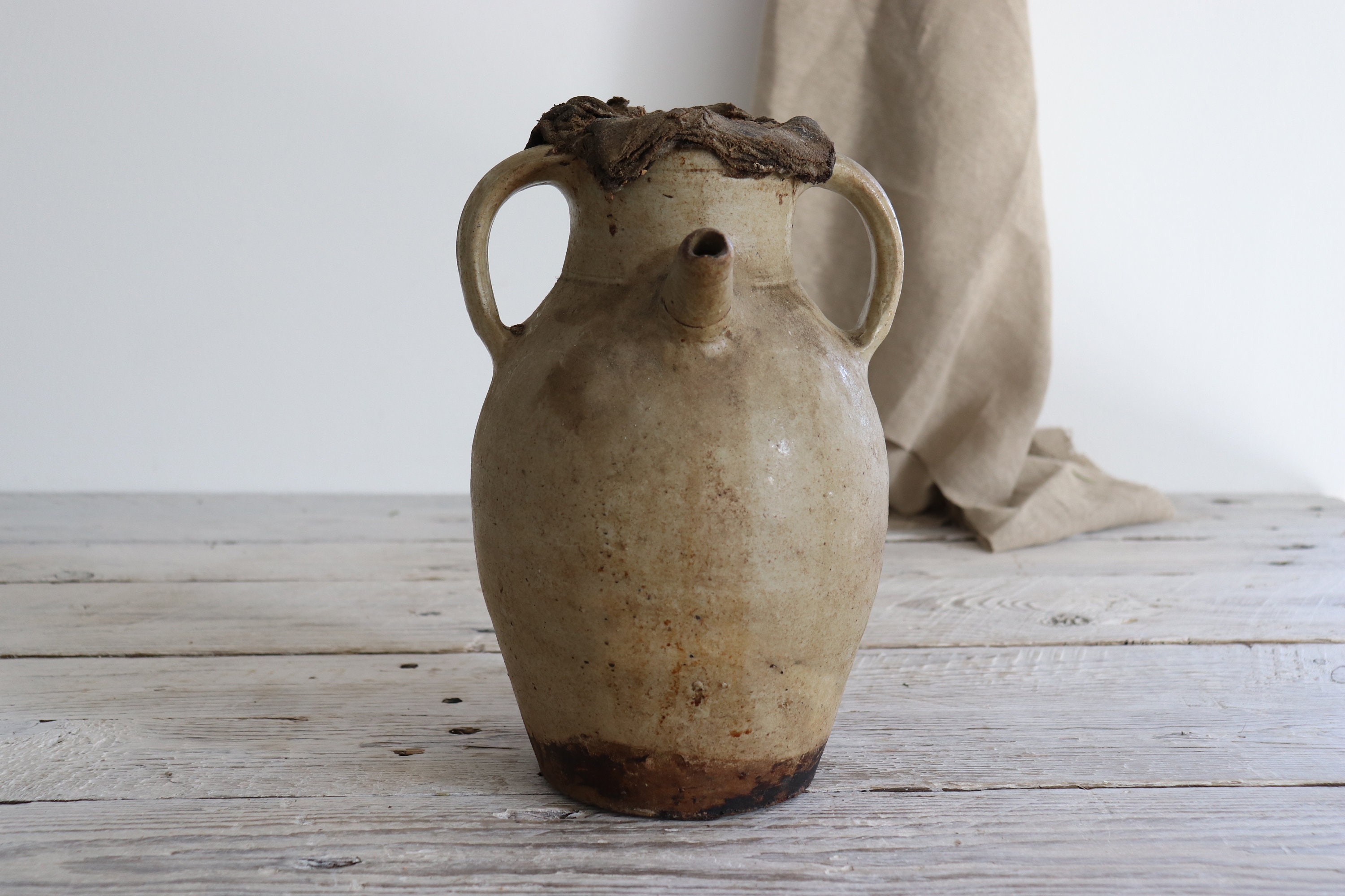 Pot d'huile Provençale en Grès Antique 19Ème.