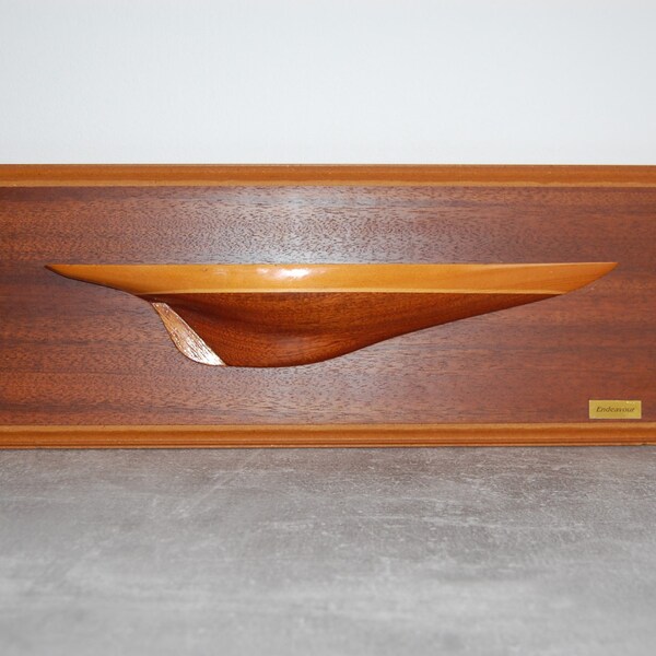 Vintage Ship Model Sailing Yacht Endeavour Half Hull Model Half Hull Model 1980