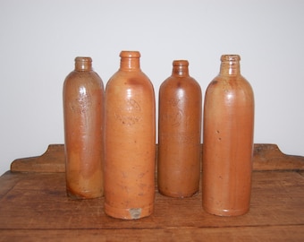 4 mineral water bottles antique stoneware Nassau Rhenser 19th century Eartenware Mineral water bottles