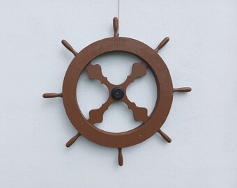 Volant de bateau en bois style shabby chic vintage, années 1950