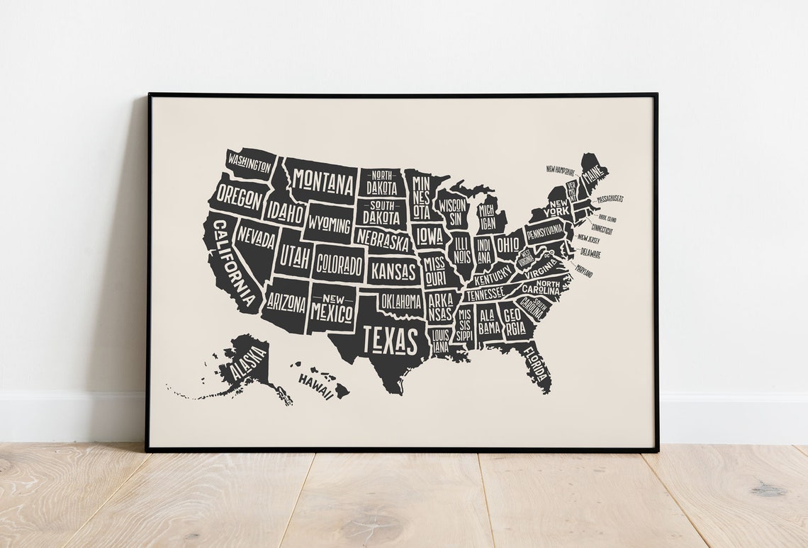 Map of United States Printable United States Map USA Wall Etsy