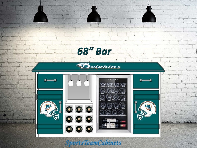 44/54/68 MIAMI DOLPHINS Bar With WINE Fridge Etsy
