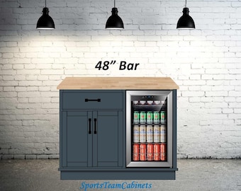 Bar Cabinet BUTCHER BLOCK Countertop with/without FRIDGE!!!!