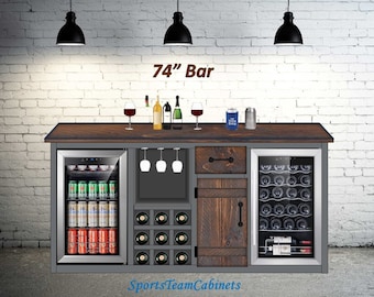 74" Bar Cabinet WITH TWO REFRIGERATORS!!!