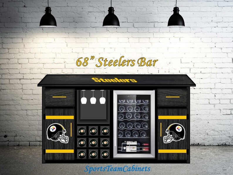 44/54/68 PITTSBURGH STEELERS Bar With Refrigerator Opening Etsy