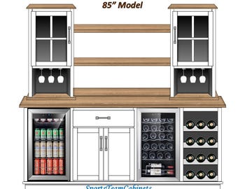 Bar Cabinet with Upper Cabinets + Shelves INCLUDES FRIDGE!!!!!