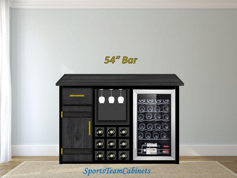54 Bar RUSTIC BLACK & Black With/without FRIDGE Etsy