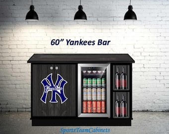 60" NEW TORK YANKEES Bar Cabinet with Fridge!!!!!