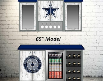 COWBOYS Bar Cabinet with Upper Cabinets INCLUDES FRIDGE!!!!