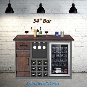 44/54/68" Wide Liquor Bar Cabinet with/without FRIDGE