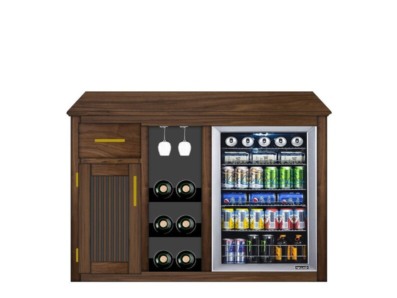 54 WALNUT Modern Liquor Bar With Refrigerator Etsy Australia