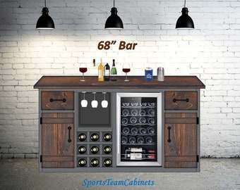 44/54/68" Wide Liquor Bar Cabinet with/without FRIDGE