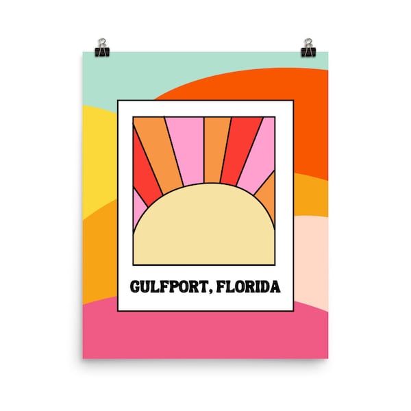 Gulfport Florida Colorful Retro Art Print Poster | Florida Art Print | Wall Art | Home Decor