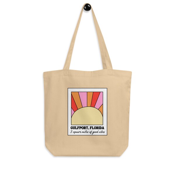 Gulfport Florida Tote Bag | Sunshine Postcard Florida Bag | Reusable Cotton Bag