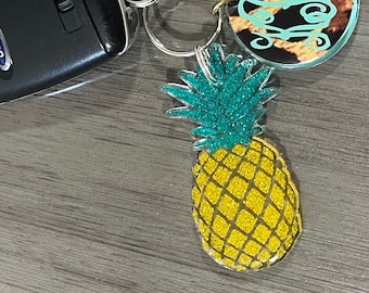 Pineapple Keychain, Glitter Keychain, Gift for Mom, Best Friend Gift